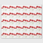 Poppies waterverf rode bloemen bloembloemen cadeaupapier (Vlak)