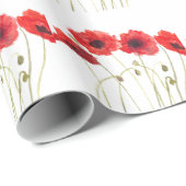 Poppies waterverf rode bloemen bloembloemen cadeaupapier (Rol Hoek)