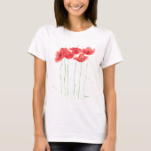 Poppies waterverf rode florale natuur papaver t-shirt (Voorkant)