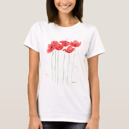 Poppies waterverf rode florale natuur papaver t-shirt