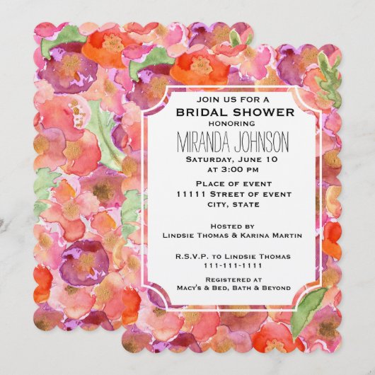  Poppies Waterverf Vrijgezellenfeest Kaart (Voorkant / Achterkant)