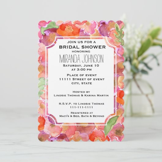  Poppies Waterverf Vrijgezellenfeest Kaart (Staand voorkant)