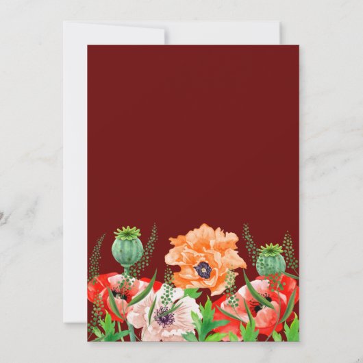 Poppies Waterverf Wedding Invitation (Achterkant)