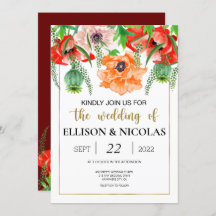 Poppies Waterverf Wedding Invitation