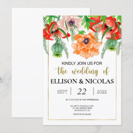 Poppies Waterverf Wedding Invitation
