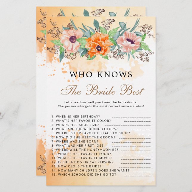 Poppies wie kent de bruid het beste spel (Voorkant / Achterkant)