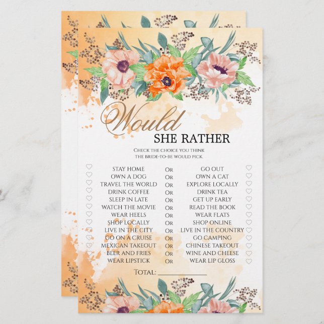 Poppies Zou ze liever vrijgezellenfeest game spele (Voorkant / Achterkant)