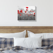 Poppies Zwart, Wit en Rood Canvas Afdruk (Insitu (Slaapkamer))