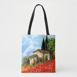 POPPIËTEN IN TAALLANDSCAPE Red Flower Fields Tote Bag