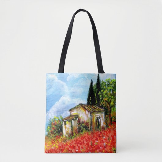 POPPIËTEN IN TAALLANDSCAPE Red Flower Fields Tote Bag (Voorkant)