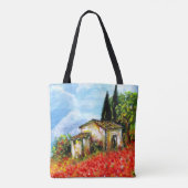POPPIËTEN IN TAALLANDSCAPE Red Flower Fields Tote Bag (Achterkant)
