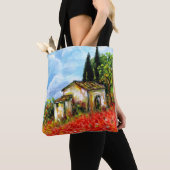 POPPIËTEN IN TAALLANDSCAPE Red Flower Fields Tote Bag (Dichtbij)
