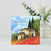 POPPIËTEN TUSCANY LANDSCAPE Red Flower Fields Blac Kaart (Staand voorkant)