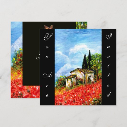 POPPIËTEN TUSCANY LANDSCAPE Red Flower Fields Blac Kaart (Voorkant / Achterkant)