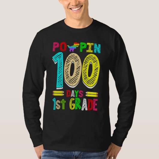 Poppin 100 Days 1st Grade Dinosaur Primary School  T-shirt (Voorkant)