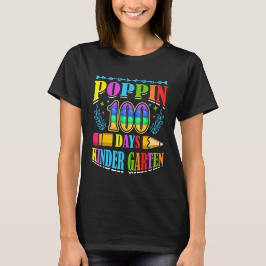 Poppin 100 Days Kindergarten School Kid Schooler P T-shirt (Voorkant)