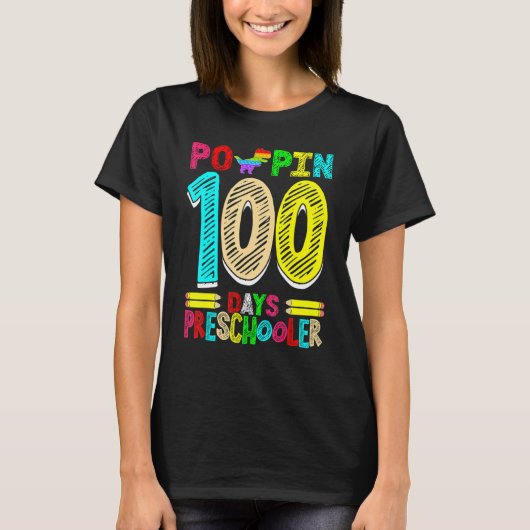 Poppin 100 Days Preschooler Dinosaur Nursery Schoo T-shirt (Voorkant)
