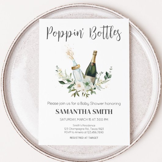 Poppin' Baby Bottles Baby shower Kaart