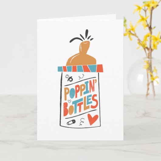 Poppin Bottle Funny Baby shower Kaart (Gele Bloem)