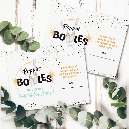 Poppin' Bottles and Stocking Diapers Raffle Card Notitiekaartje