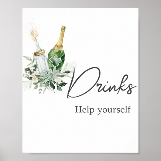 Poppin' Bottles Baby shower Drinken Poster (Voorkant)