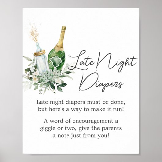Poppin' Bottles Baby shower Late Night Luiers Poster (Voorkant)