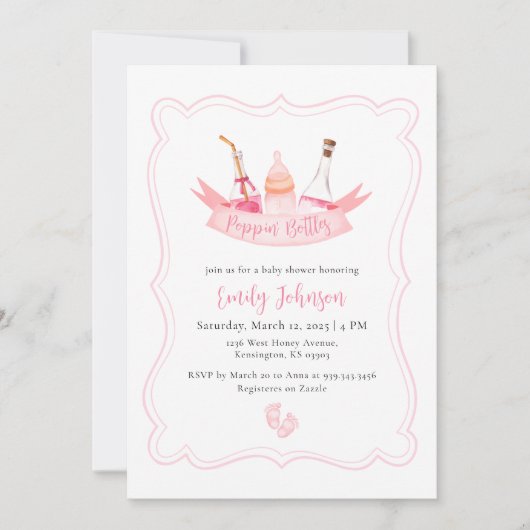 Poppin Bottles Champagne Meisje Baby shower Kaart (Voorkant)