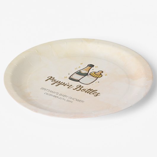 Poppin Bottles Coed Baby shower Papieren Bordje (Gekanteld)