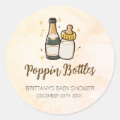 Poppin Bottles Modern Baby shower Baby Bottle Ronde Sticker (Voorkant)