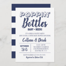 Poppin’ Bottles Navy Blue Baby shower Invitation