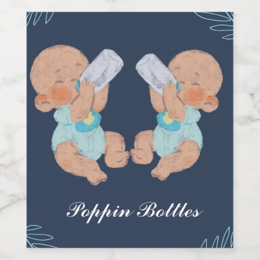 Poppin' Bottles Twins Wijn Etiket (Enkel label)