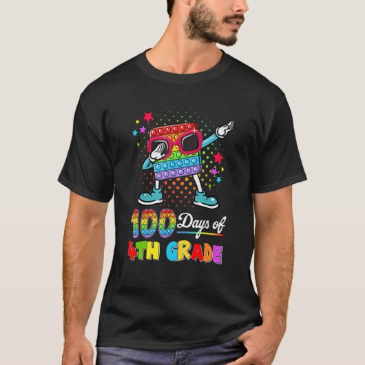 Poppin' Dabbing 100 Days Of 4th Grade Happy 100th T-shirt (Voorkant)