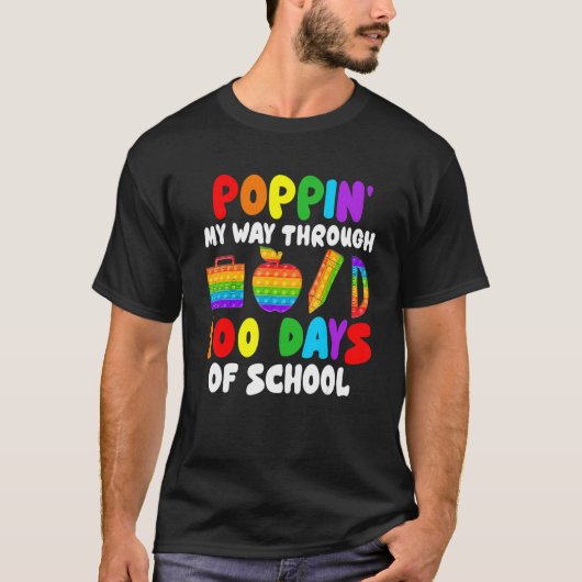 Poppin door 100 dagen Pop op school T-shirt (Voorkant)