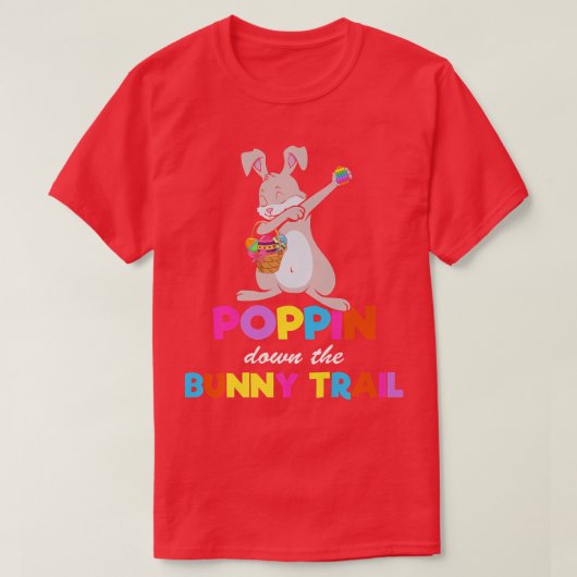 Poppin Down the Bunny Trail Cute Dab Dansant Rabbi T-shirt (Design voorkant)