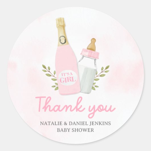 Poppin-flesjes Baby shower Favor Ronde Sticker (Voorkant)