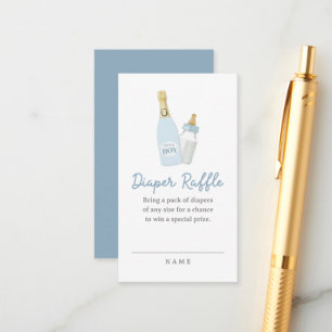 Poppin-flesjes Boy Blue Baby shower Diaper Raffle Informatiekaartje