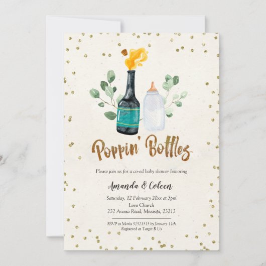 Poppin-flesjes Geslacht Neutraal gecodeerd Baby sh Kaart (Voorkant)