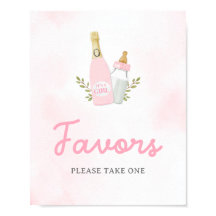 Poppin-flesjes Girl Baby shower Favors Sign.