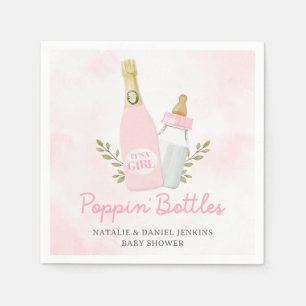 Poppin-flesjes Girl Baby shower Roze papier Servet