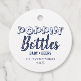 Poppin-flesjes marineblauw Baby shower-voorflentje Bedankjes Labels
