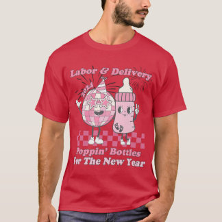 Poppin Flessen New Years Eve LD Arbeid en Levering T-shirt