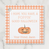Poppin Halloween Pumpkin Oranje Kind Bedankjes Labels (Voorkant)