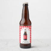 Poppin in een frisdrank geplakt rood 1e verjaardag bier etiket (Voorkant)