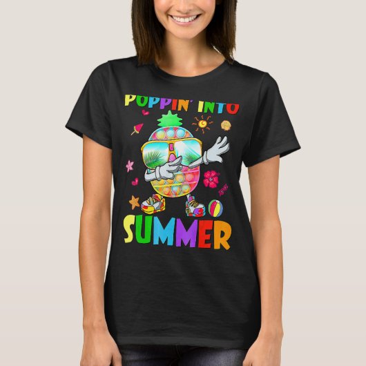 Poppin in Summer Pop It Pineapple Students Schoo T-shirt (Voorkant)