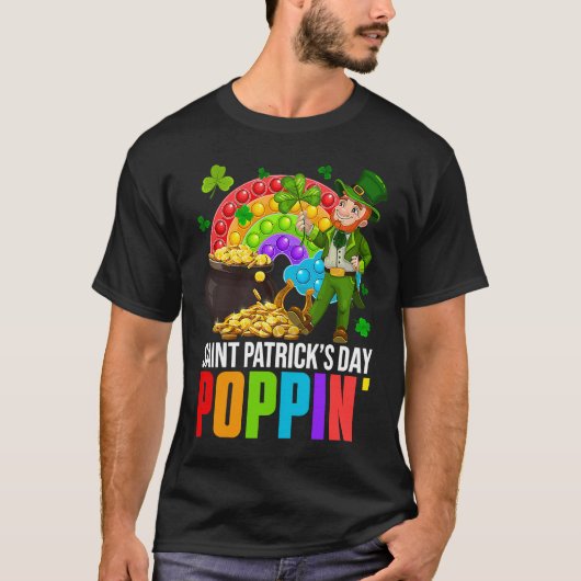 Poppin' Leprechaun & Pop It Rainbow Saint Patricks T-shirt (Voorkant)