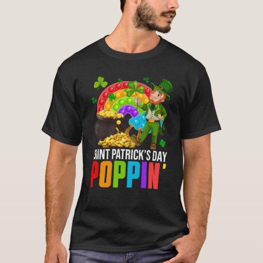 Poppin' Leprechaun & Pop It Rainbow Saint Patricks T-shirt (Voorkant)