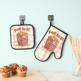 Poppin' met Stijl - "Pop ernaar!" Ovenwant & Pannenlap Set