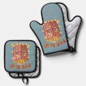 Poppin' met Style - "Pop erop!" Ovenwant & Pannenlap Set (Voorkant / Achterkant)