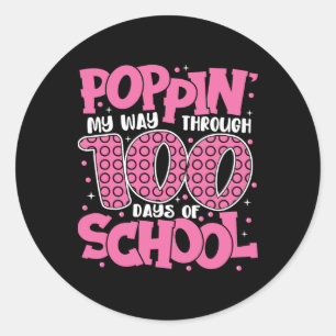 Poppin mijn reis door 100 dagen school Kinderen 10 Ronde Sticker