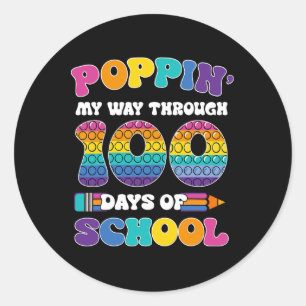 Poppin mijn reis door 100 dagen school Kinderen 10 Ronde Sticker